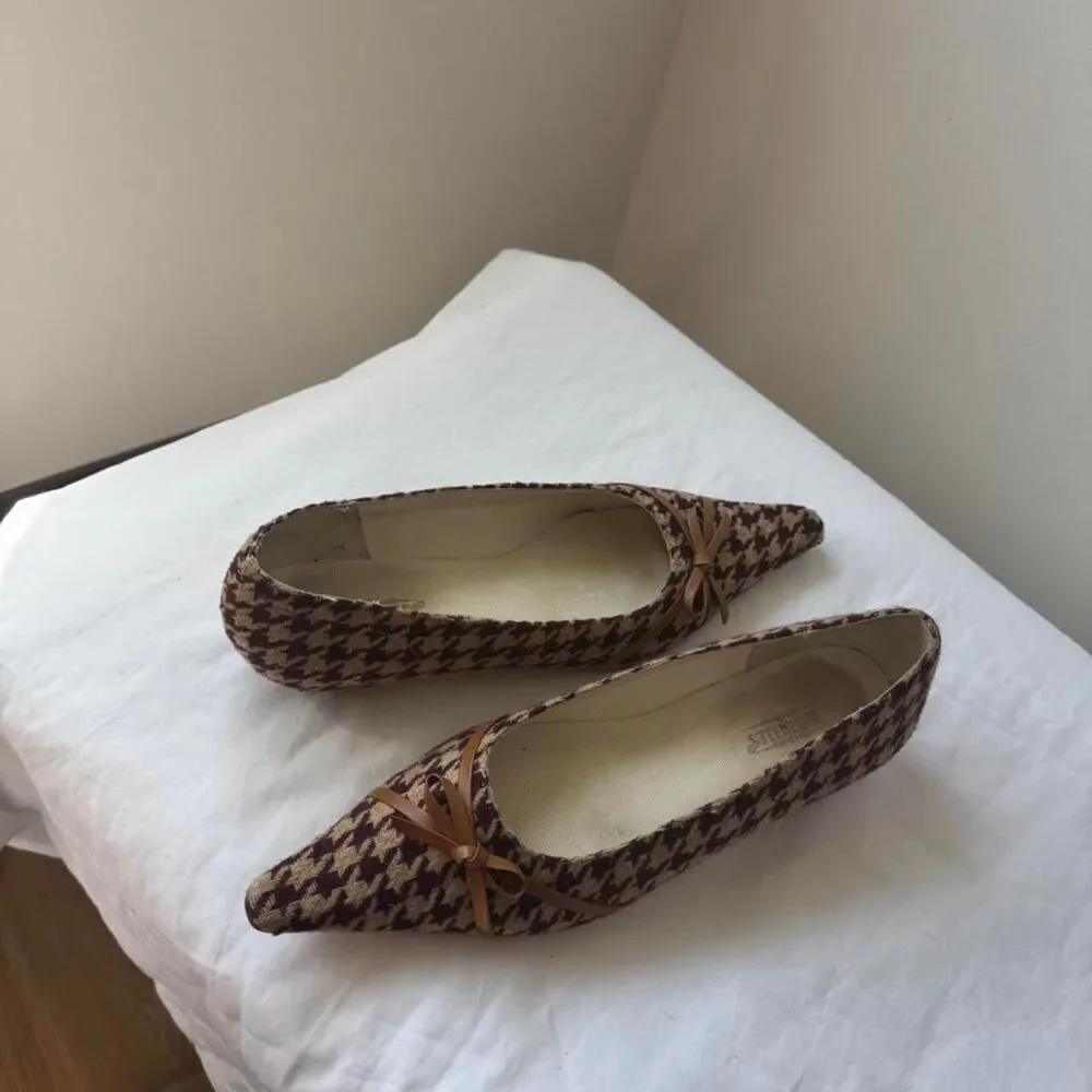 Vintage Y2K Seychelles Soft Style Houndstooth Bow Pumps – Size 6